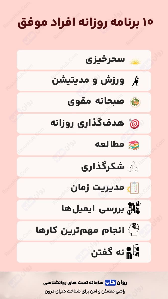 10 برنامه روزانه افراد موفق
