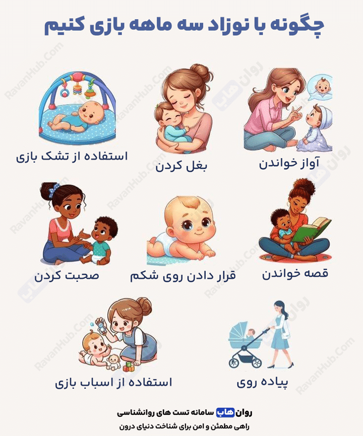 چگونه با نوزاد سه ماهه بازی کنیم
